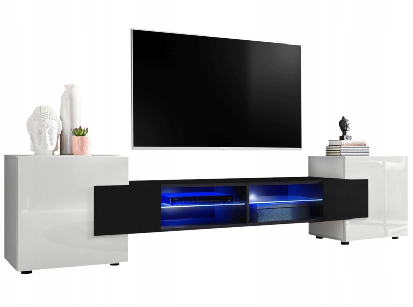 Pan Igiełka Szafka RTV LED RGB Pilot Połysk Mat Czarny Biały Dąb Wotan Loft 341811