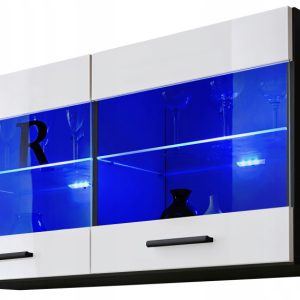 Pan Igiełka Witryna Wisząca LED Czarny Biały Dąb Wotan Loft Kompaktowa 341784