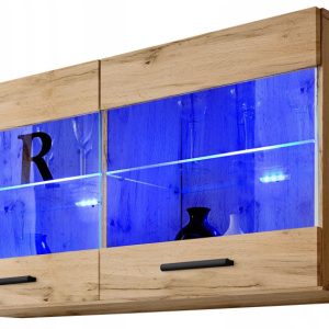 Pan Igiełka Witryna Wisząca LED Czarny Biały Dąb Wotan Loft Kompaktowa 341786