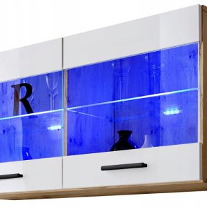 Pan Igiełka Witryna Wisząca LED Czarny Biały Dąb Wotan Loft Kompaktowa 341788