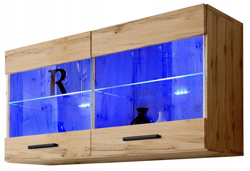 Pan Igiełka Witryna Wisząca LED Czarny Biały Dąb Wotan Loft Kompaktowa 341789
