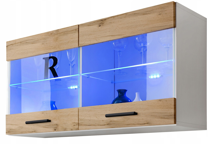 Pan Igiełka Witryna Wisząca LED Czarny Biały Dąb Wotan Loft Kompaktowa 341790