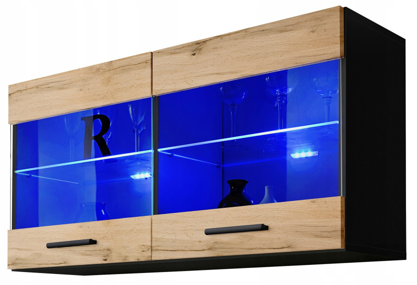 Pan Igiełka Witryna Wisząca LED Czarny Biały Dąb Wotan Loft Kompaktowa 341793