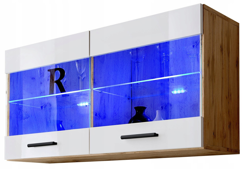 Pan Igiełka Witryna Wisząca LED Czarny Biały Dąb Wotan Loft Kompaktowa 341797