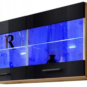 Pan Igiełka Witryna Wisząca LED Czarny Biały Dąb Wotan Loft Kompaktowa 341780