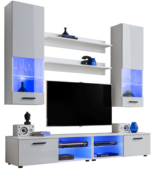 Pan Igiełka - Zestaw Mebli Komplet - Meblościanka RTV z Witrynami LED RGB 758402