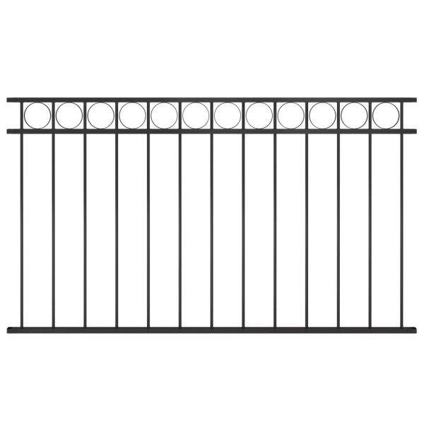 Panel Ogrodzeniowy Ogrodzenie Płot Malowana Proszkowo Stal 1,7x0,8 m Czarny 874413