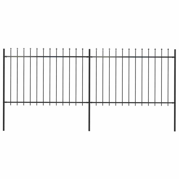 Panel Ogrodzeniowy Ogrodzenie Płot Malowana Proszkowo Stal 3,4x1,2 m Czarny 872131