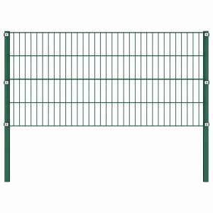 Panel Ogrodzeniowy Ogrodzenie Płot Ze Słupkami Żelazo 176,5×80 cm Zielony 874395