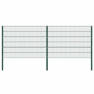 Panel Ogrodzeniowy Ogrodzenie Płot Ze Słupkami Żelazo 349×120 cm Zielony 874338