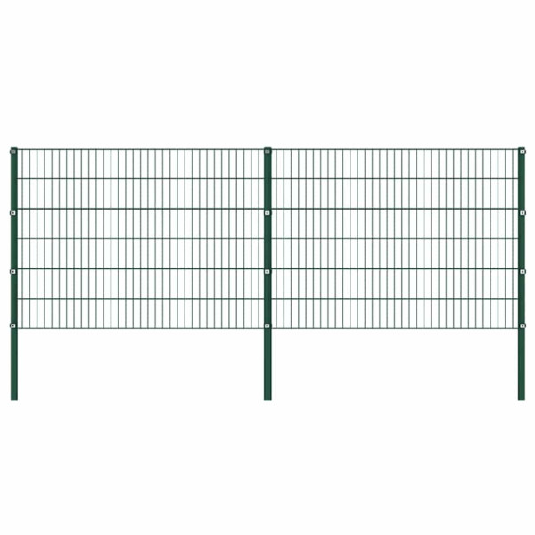 Panel Ogrodzeniowy Ogrodzenie Płot Ze Słupkami Żelazo 349x120 cm Zielony 874338