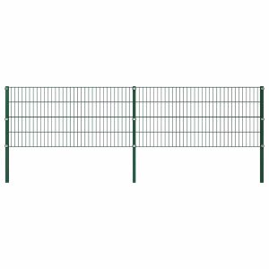 Panel Ogrodzeniowy Ogrodzenie Płot Ze Słupkami Żelazo 349×80 cm Zielony 874423