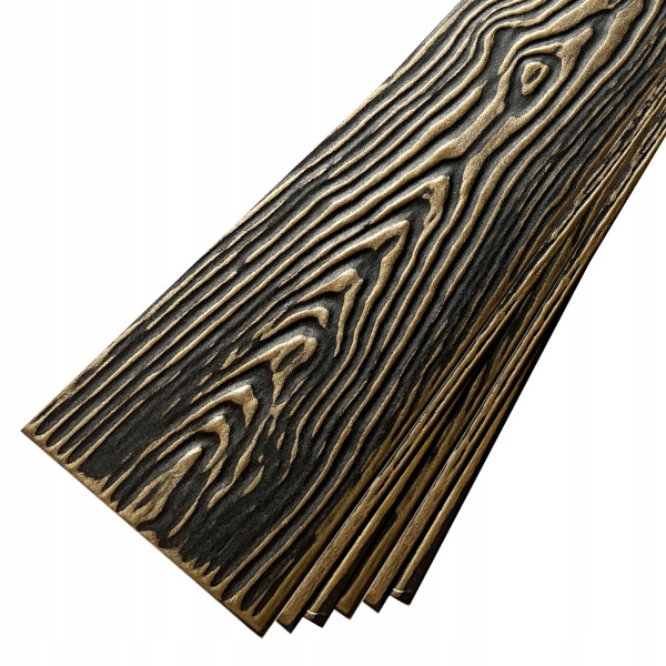 Panele Ścienne 3D Kasetony Sufitowe Złote Czarne Drewno Deska P4-Cz-Zł 1M2 753828