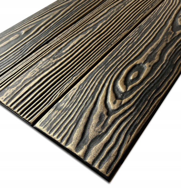 Panele Ścienne 3D Kasetony Sufitowe Złote Czarne Drewno Deska P4-Cz-Zł 1X 713587