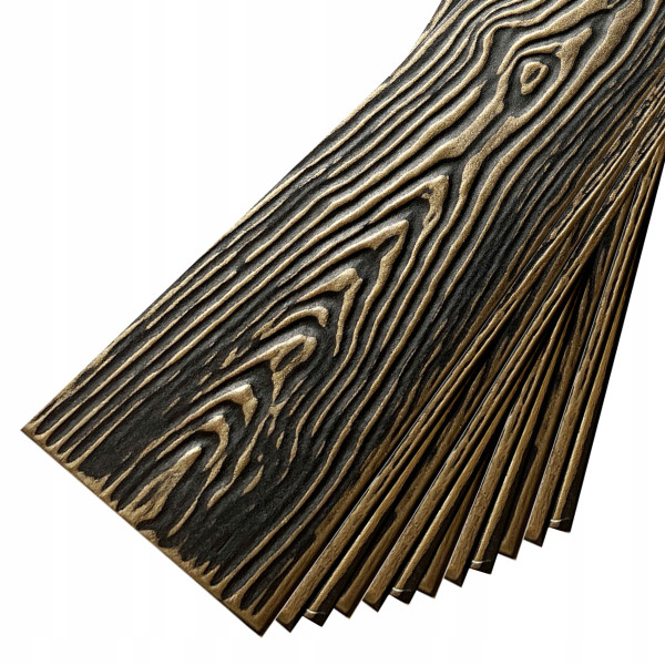 Panele Ścienne 3D Kasetony Sufitowe Złote Czarne Drewno Deska P4-Cz-Zł 2M2 753810