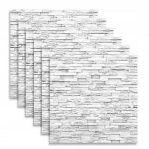 Panele Ścienne Kamień Tynk 3D Białe 60X60 – 6Szt 752762 Panele Ścienne Kamień Tynk 3D Białe 60X60 – 6Szt 752762
