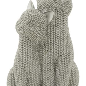 Para kotów w żywicy srebrnej 13x10x21 cm 995039 Para kotów w żywicy srebrnej 13x10x21 cm 995039