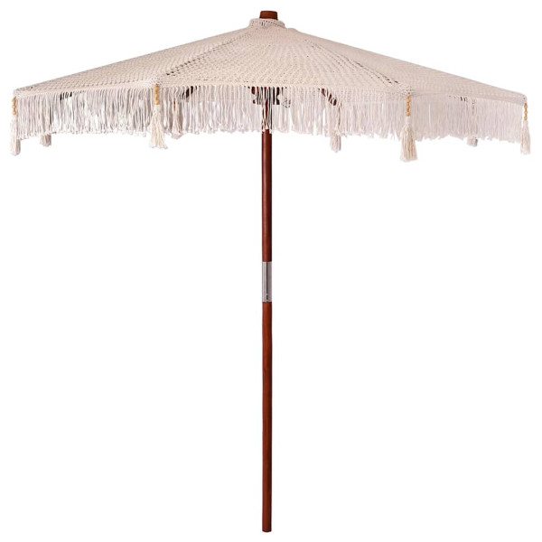 Parasol Makramowy Ogrodowy Kremowy Bambus 252.5 x 252.5 x 260 cm 938942