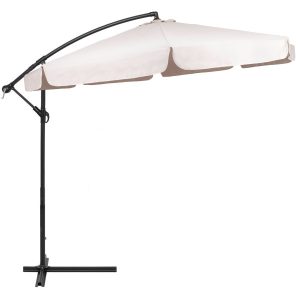 Parasol na taras 350 cm na wysięgniku ogrodowy składany, z korbką ecru 550271 Parasol na taras 350 cm na wysięgniku ogrodowy składany, z korbką ecru 550271