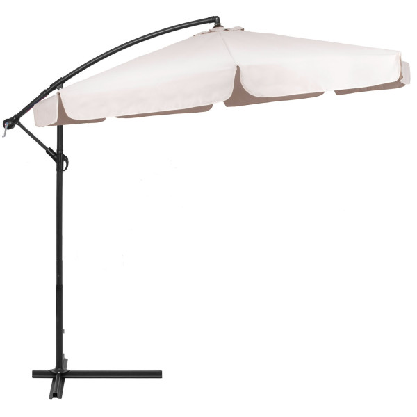 Parasol na taras 350 cm na wysięgniku ogrodowy składany, z korbką ecru 550271
