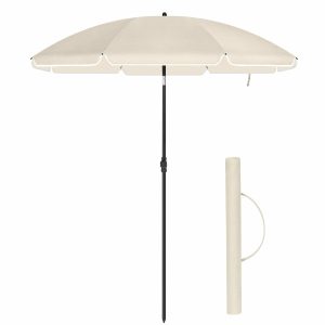 Parasol ogrodowy 160×196 cm beżowy 989453 Parasol ogrodowy 160×196 cm beżowy 989453