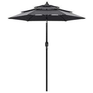 Parasol Ogrodowy Antracytowy Na Słupku Składany Na Taras Ogród 2 m 945770 Parasol Ogrodowy Antracytowy Na Słupku Składany Na Taras Ogród 2 m 945770