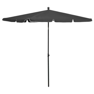 Parasol Ogrodowy Antracytowy Na Słupku Składany Na Taras Ogród 210×140 cm 945774 Parasol Ogrodowy Antracytowy Na Słupku Składany Na Taras Ogród 210×140 cm 945774