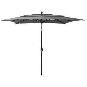 Parasol Ogrodowy Antracytowy Składany Na Słupku Na Taras Ogród Balkon 945783 Parasol Ogrodowy Antracytowy Składany Na Słupku Na Taras Ogród Balkon 945783