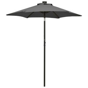 Parasol Ogrodowy Antracytowy Składany Na Słupku z Oświetleniem 200×211 cm 940602 Parasol Ogrodowy Antracytowy Składany Na Słupku z Oświetleniem 200×211 cm 940602