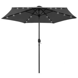 Parasol Ogrodowy Antracytowy Składany Na Słupku z Oświetleniem 270 cm 938836 Parasol Ogrodowy Antracytowy Składany Na Słupku z Oświetleniem 270 cm 938836