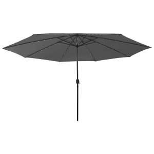 Parasol Ogrodowy Antracytowy Składany Na Słupku z Oświetleniem 400 cm 943487 Parasol Ogrodowy Antracytowy Składany Na Słupku z Oświetleniem 400 cm 943487