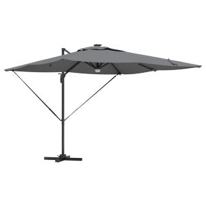Parasol Ogrodowy Antracytowy Składany z Podstawą Na Taras Ogród 286 x 284 940694 Parasol Ogrodowy Antracytowy Składany z Podstawą Na Taras Ogród 286 x 284 940694