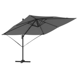 Parasol Ogrodowy Antracytowy Składany z Podstawą Na Taras Ogród 286 x 284 940610 Parasol Ogrodowy Antracytowy Składany z Podstawą Na Taras Ogród 286 x 284 940610