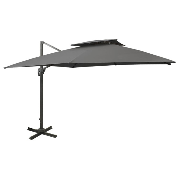 Parasol Ogrodowy Antracytowy Składany z Podstawą Na Taras Ogród 300x300 cm 940665