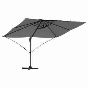 Parasol Ogrodowy Antracytowy Składany z Podstawą Na Taras Ogród 351 x 250 940715 Parasol Ogrodowy Antracytowy Składany z Podstawą Na Taras Ogród 351 x 250 940715