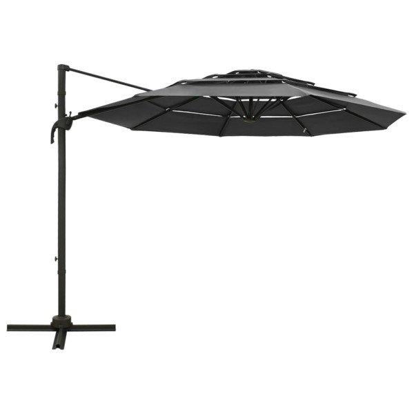 Parasol Ogrodowy Antracytowy Składany z Podstawą Na Taras Ogród 3x3 m 940601