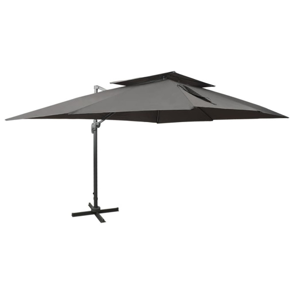 Parasol Ogrodowy Antracytowy Składany z Podstawą Na Taras Ogród 400x300 cm 940711