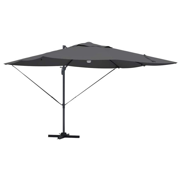 Parasol Ogrodowy Antracytowy Składany z Podstawą Na Taras Ogród LED 952731