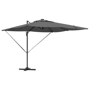 Parasol Ogrodowy Antracytowy Składany z Podstawą Na Taras Ogród LED 938944 Parasol Ogrodowy Antracytowy Składany z Podstawą Na Taras Ogród LED 938944