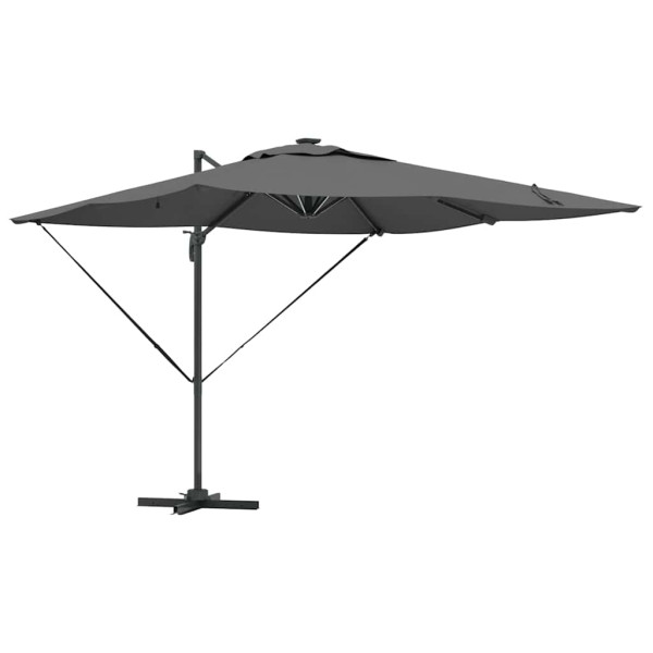 Parasol Ogrodowy Antracytowy Składany z Podstawą Na Taras Ogród LED 938944