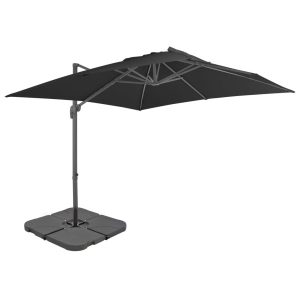 Parasol Ogrodowy Antracytowy Składany z Podstawą Na Taras Ogród 952732 Parasol Ogrodowy Antracytowy Składany z Podstawą Na Taras Ogród 952732