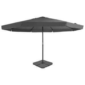 Parasol Ogrodowy Antracytowy Składany z Podstawą Na Taras Ogród 952737 Parasol Ogrodowy Antracytowy Składany z Podstawą Na Taras Ogród 952737
