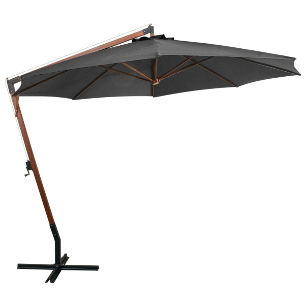 Parasol Ogrodowy Antracytowy z Podstawą Składany Na Taras Balkon 3,5x2,9 m 943596