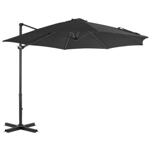 Parasol Ogrodowy Antracytowy z Podstawą Składany Na Taras Balkon 300 cm 938871 Parasol Ogrodowy Antracytowy z Podstawą Składany Na Taras Balkon 300 cm 938871