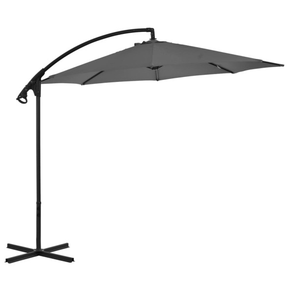 Parasol Ogrodowy Antracytowy z Podstawą Składany Na Taras Balkon 300 cm 945820