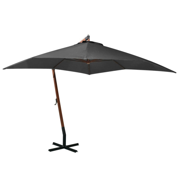 Parasol Ogrodowy Antracytowy z Podstawą Składany Na Taras Balkon 3x3 m 943611