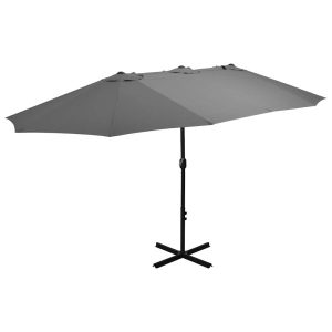 Parasol Ogrodowy Antracytowy z Podstawą Składany Na Taras Balkon 460×270 cm 941512 Parasol Ogrodowy Antracytowy z Podstawą Składany Na Taras Balkon 460×270 cm 941512