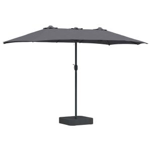 Parasol Ogrodowy Antracytowy z Podstawą Składany Na Taras Balkon 940672 Parasol Ogrodowy Antracytowy z Podstawą Składany Na Taras Balkon 940672