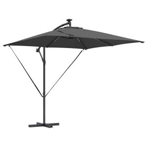 Parasol Ogrodowy Antracytowy z Podstawą Składany Na Taras Balkon 943501 Parasol Ogrodowy Antracytowy z Podstawą Składany Na Taras Balkon 943501