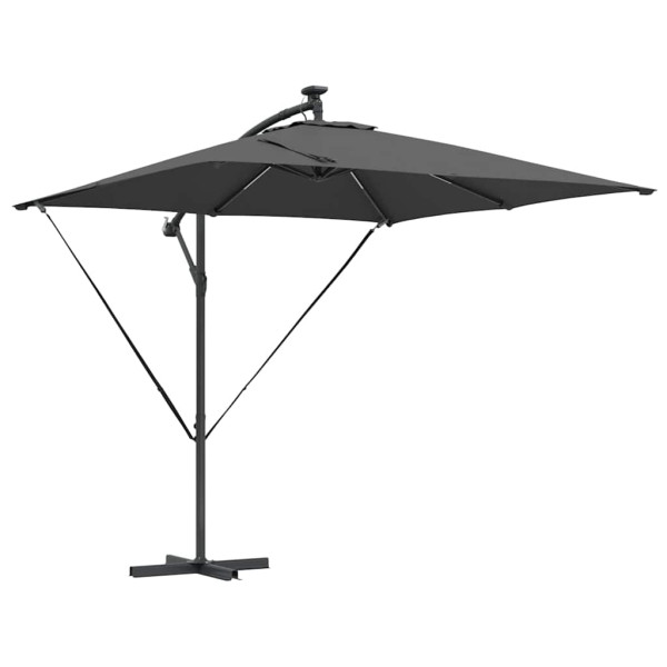Parasol Ogrodowy Antracytowy z Podstawą Składany Na Taras Balkon 943501
